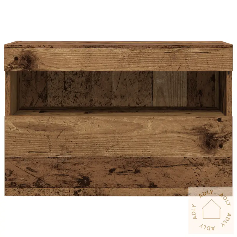 Tv Veggskap Med Led Lys 2 Stk Gamle Tre 60X30X40 Cm