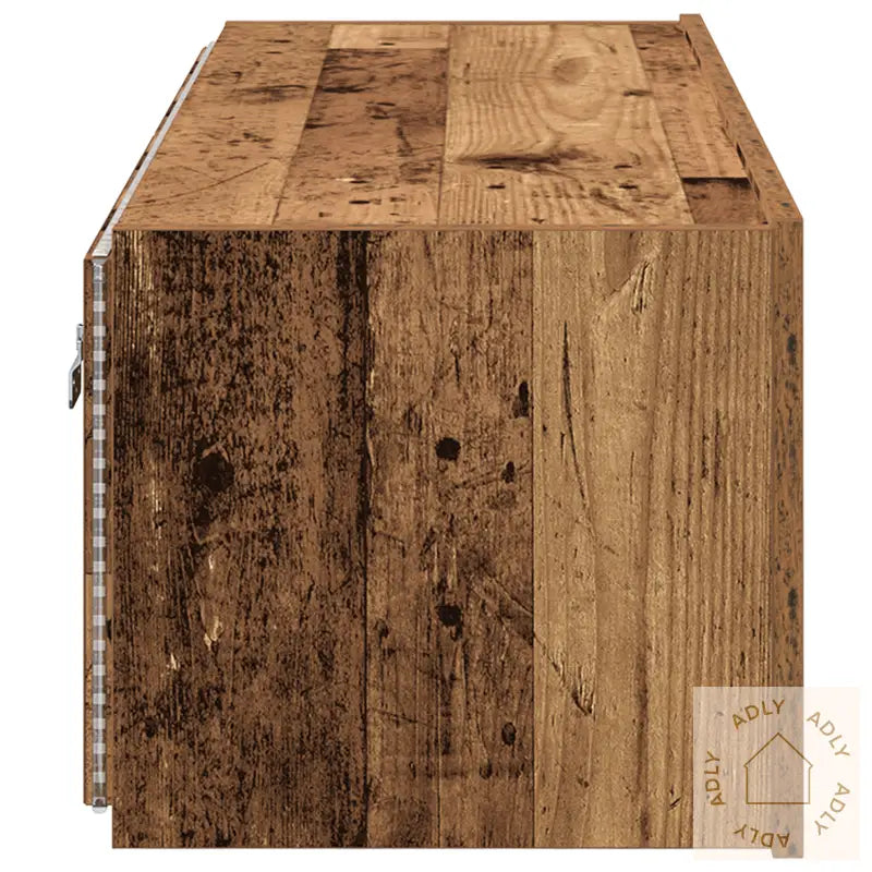 Tv Veggskap Med Led-Belysning Gamle Tre 100X35X31 Cm