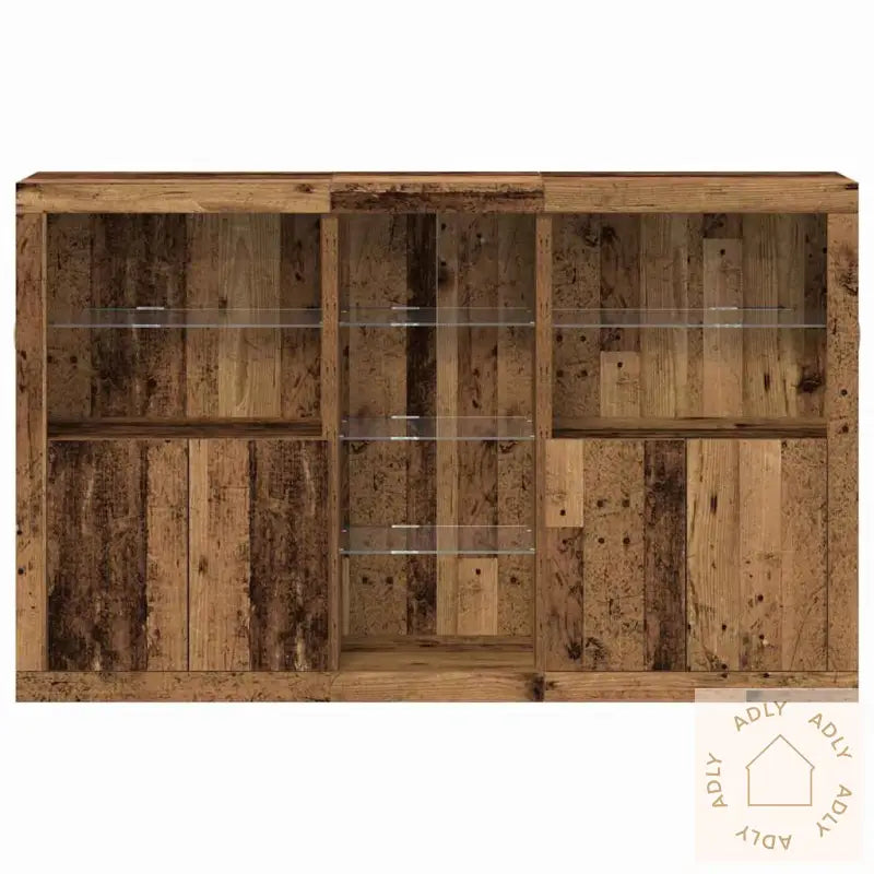 Sideboard Med Led-Lamper Gammelt Tre 162X37X100 Cm Konstruert Tre