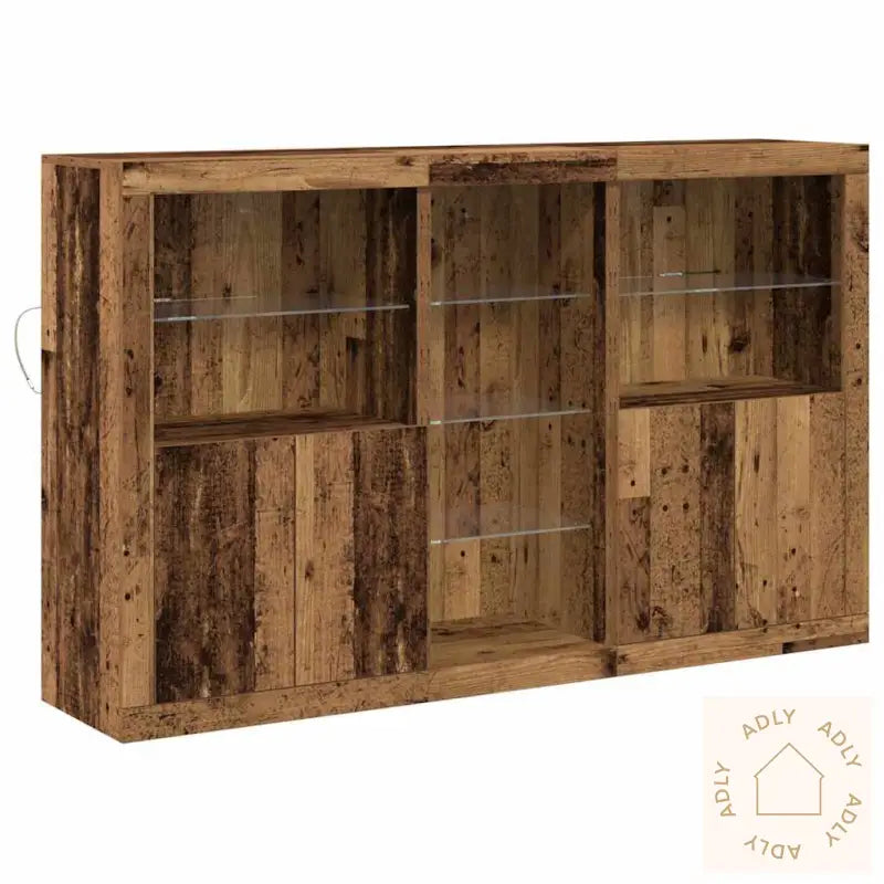 Sideboard Med Led-Lamper Gammelt Tre 162X37X100 Cm Konstruert Tre
