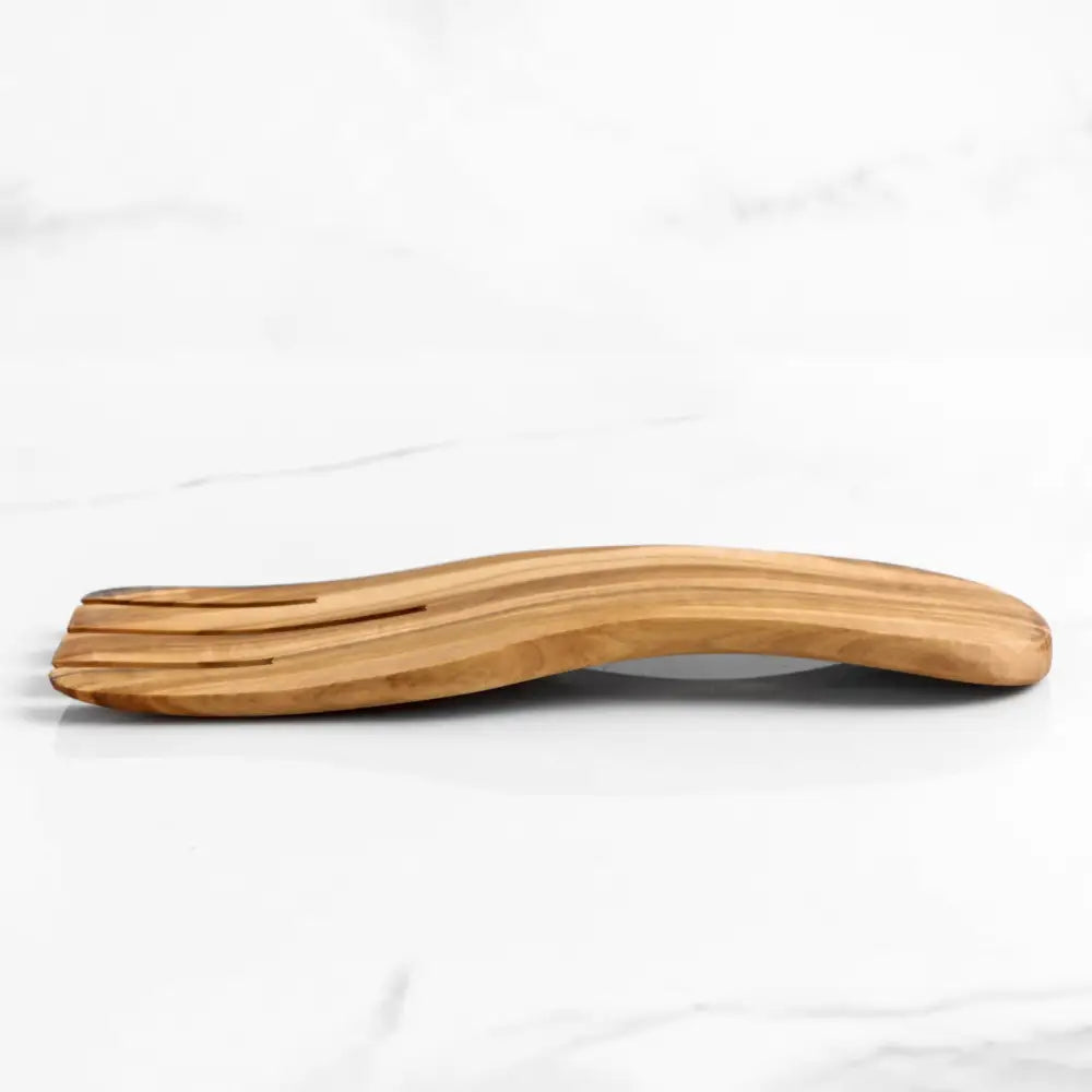 Håndlaget oliventre tre salatserveringssett med durable wooden server