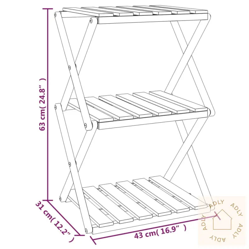 Sammenleggbar Hylle 3 Lag Brun 43X31X63 Cm Heltre Akasie