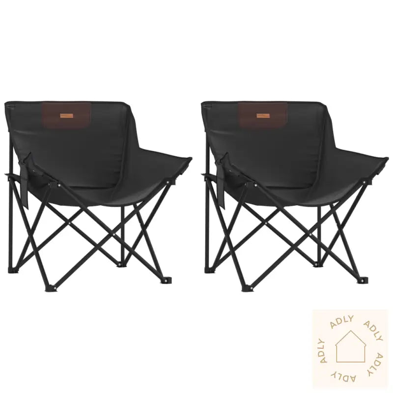 Campingstoler Med Lomme 2 Stk Sammenleggbar Svart