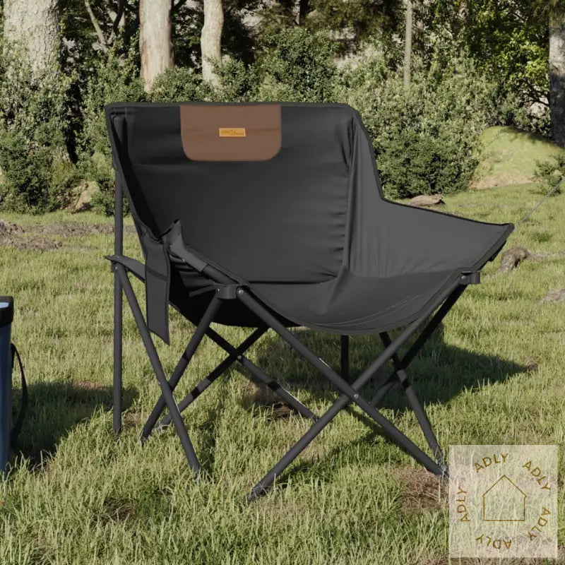 Campingstoler Med Lomme 2 Stk Sammenleggbar Svart