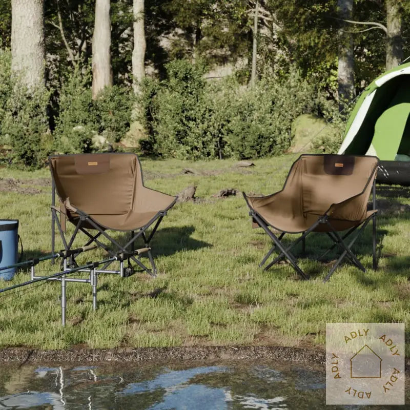 Campingstoler Med Lomme 2 Stk Sammenleggbar Brun