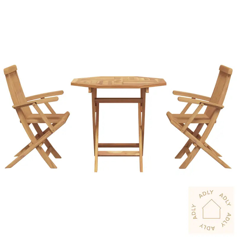 3-Delt Sammenleggbar Hage Bistro Set Solid Tre Akasie