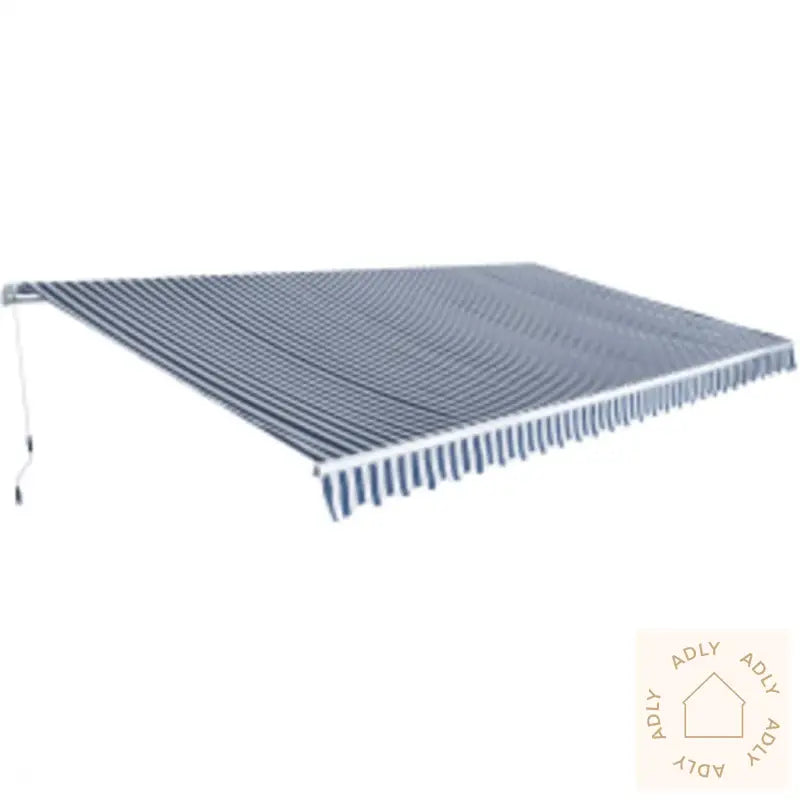 Foldbar Markise Manuell 600 Cm Blå/Hvit