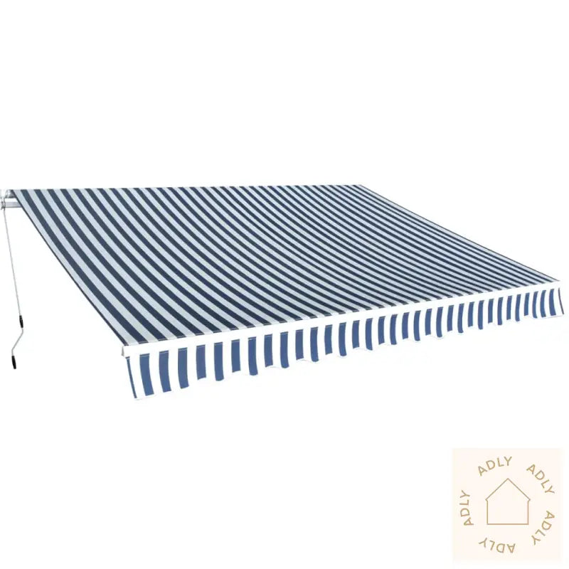 Foldbar Markise Manuell 350 Cm Blå/Hvit