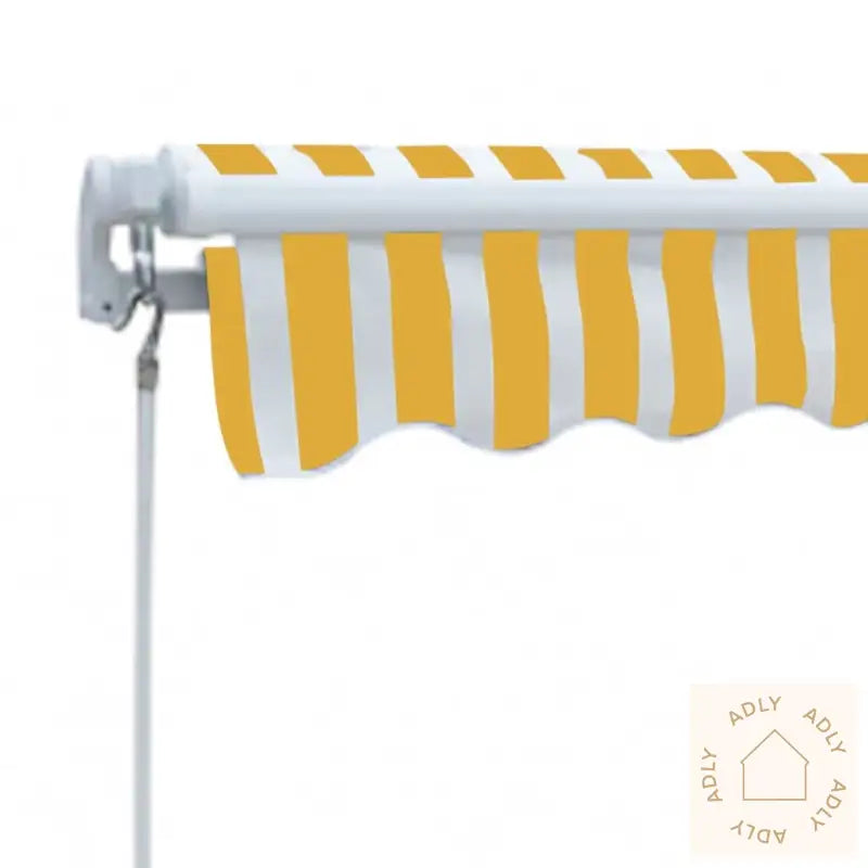 Foldbar Markise Manuell 300 Cm Gul/Hvit