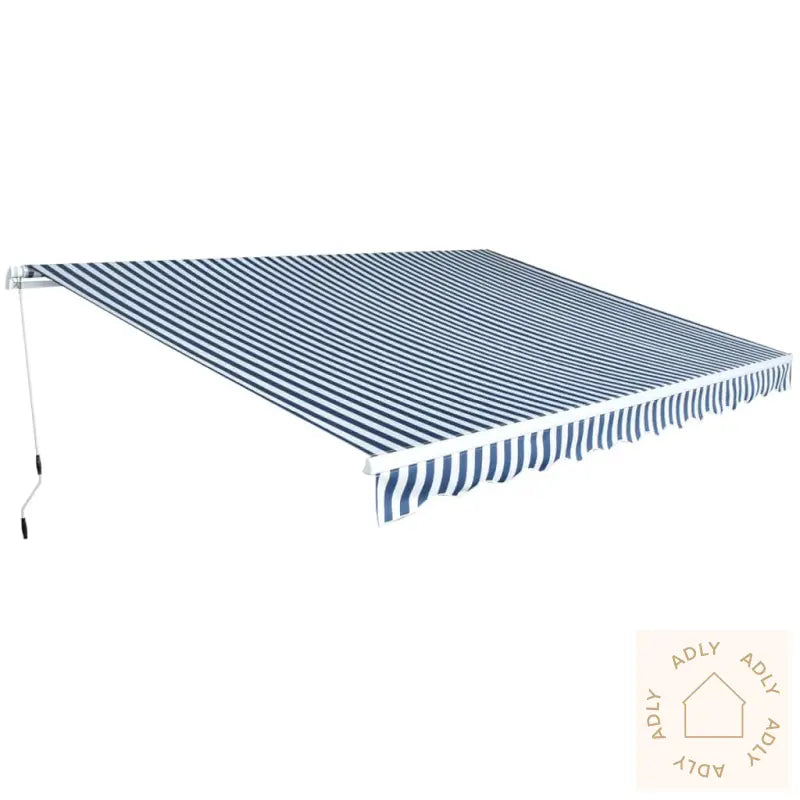 Foldbar Markise Manuell 450 Cm Blå/Hvit