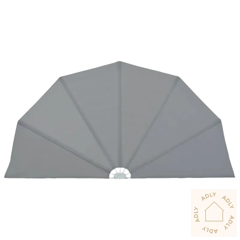 Grå sammenleggbar sidemarkise til terrasse og hagemøbler med hvit støtte for hjemmet