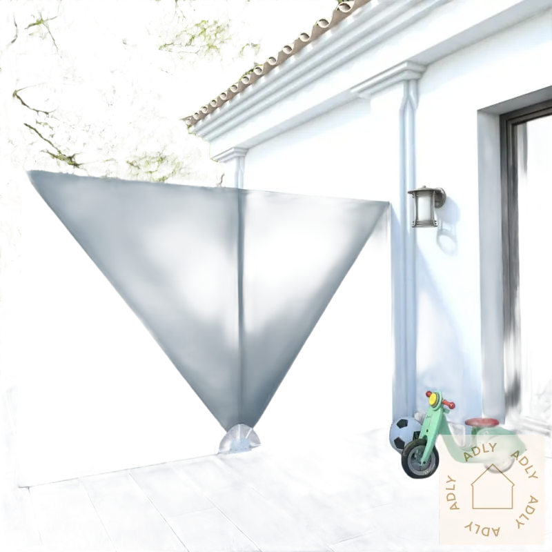 Grå geometrisk privatlivsskjerm for sammenleggbar sidemarkise, passer perfekt med hagemøbler