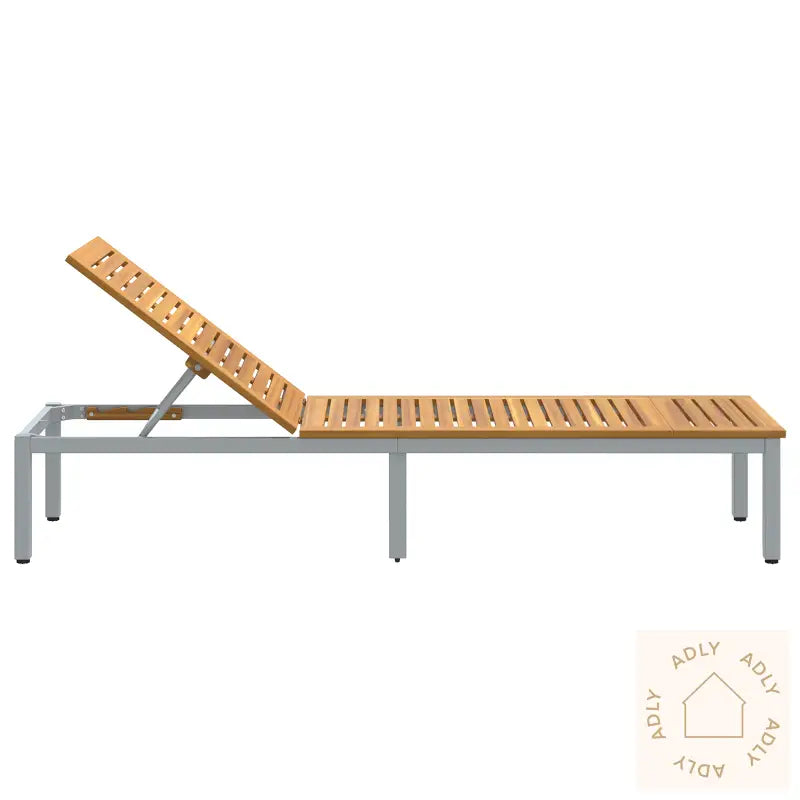 Solstol Grå 200X55X35 Cm Massivt Tre Akasie