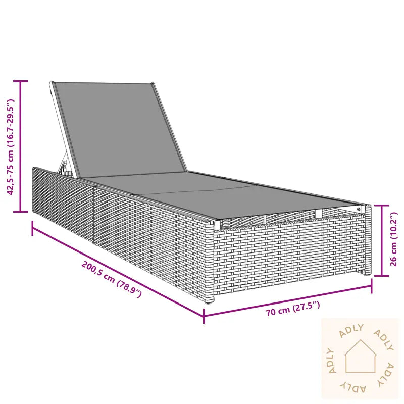 Solseng Svart 60X200X27 Cm Poly Rattan