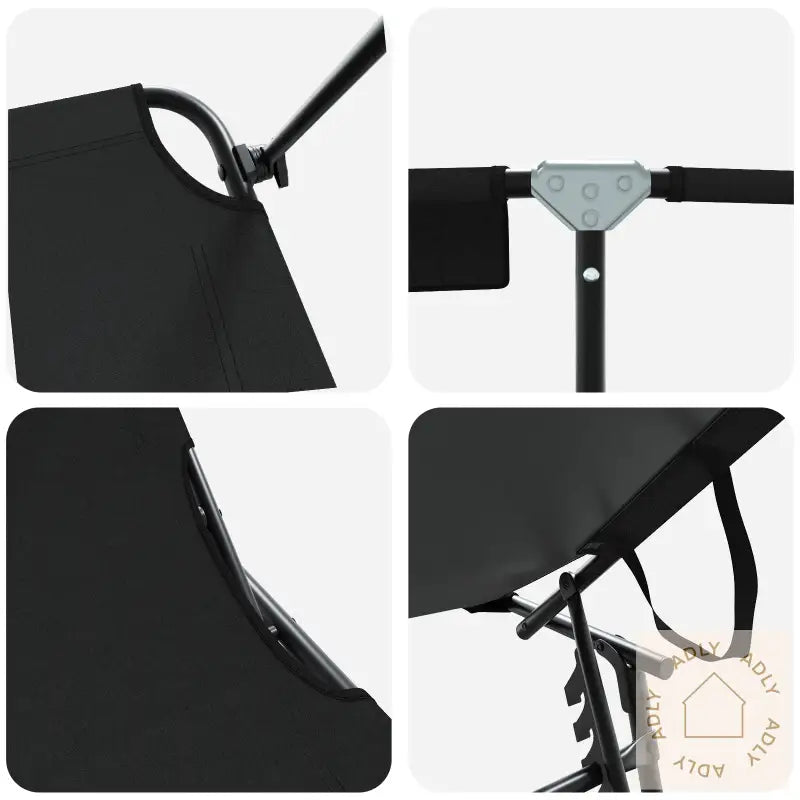 Sammenleggbart Solstol Med Baldakin Svart 600D Oxford Stoff