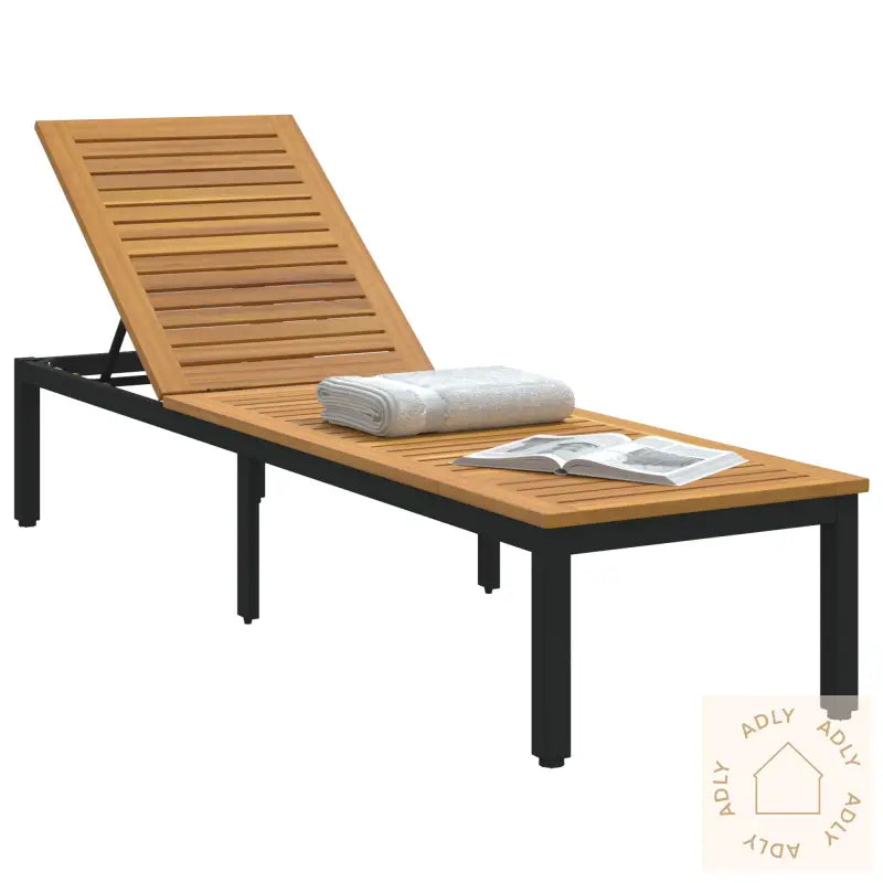 Solstol Svart 200X55X35 Cm Solid Akasietre