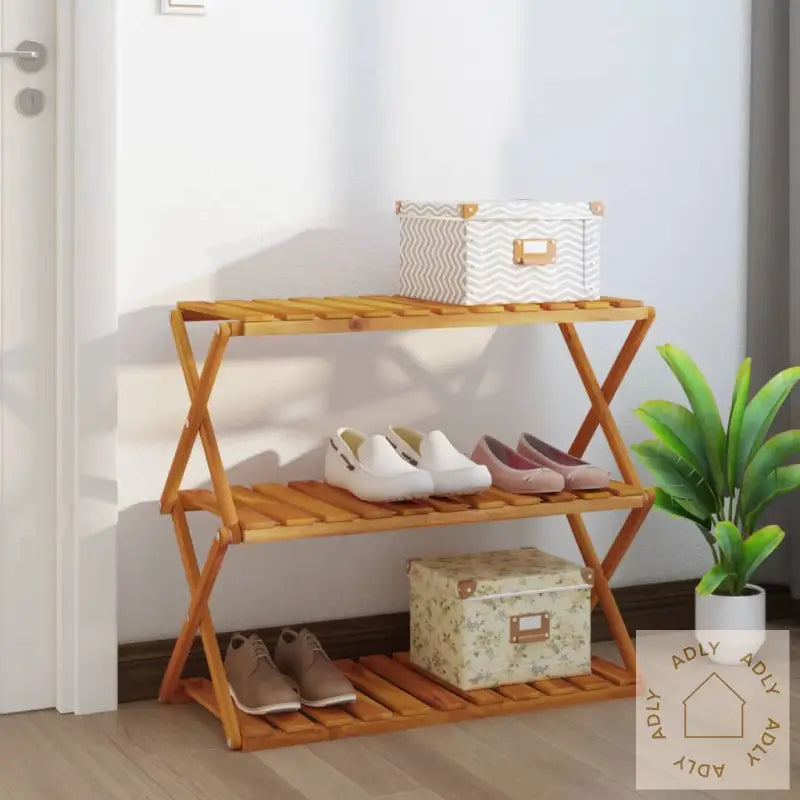Sammenleggbar Hylle 3 Lag Brun 70X31X63 Cm Heltre Akasie