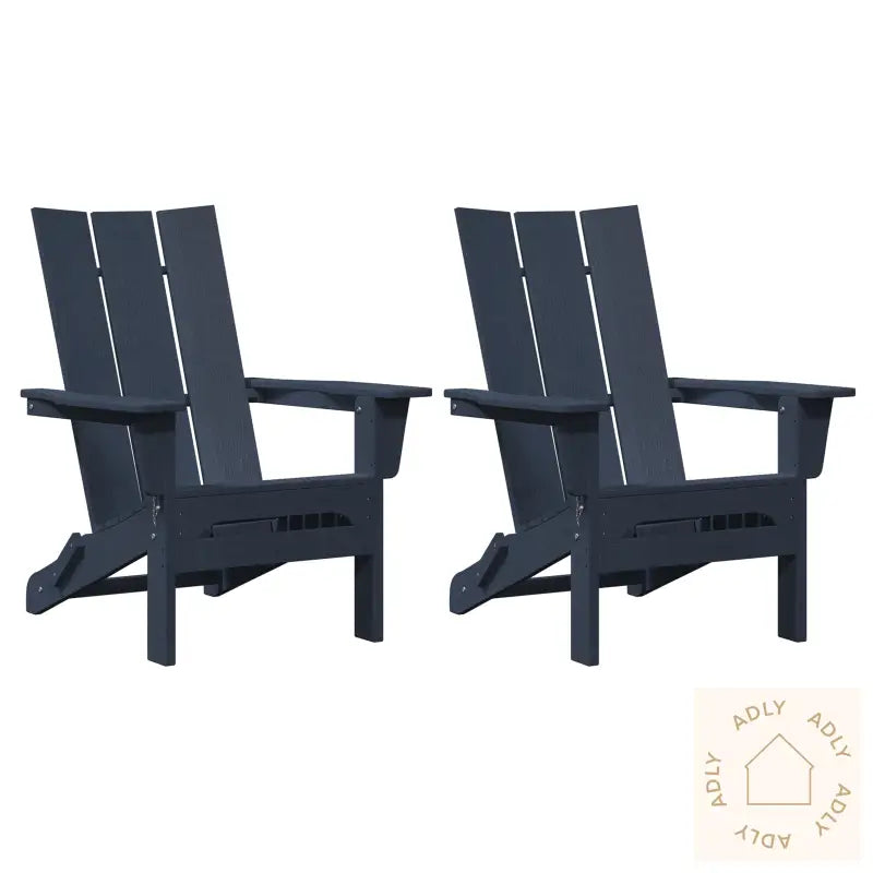 Sammenleggbare Adirondack Stoler 2 Stk Navy Blå 74.5X80.5X90 Cm Hdpe