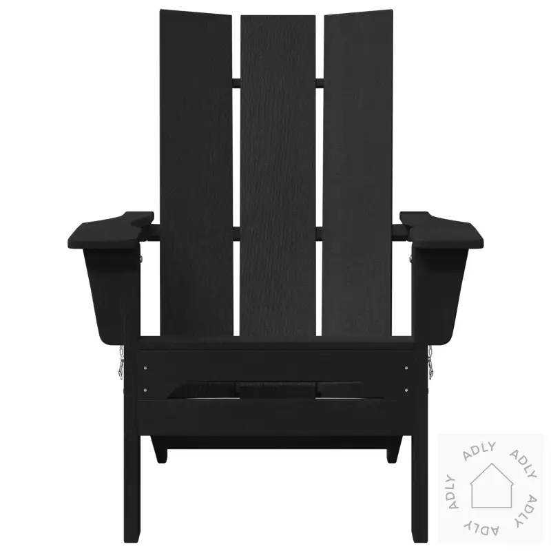 Sammenleggbare Adirondack Stoler 2 Stk Svart 74.5X80.5X90 Cm Hdpe