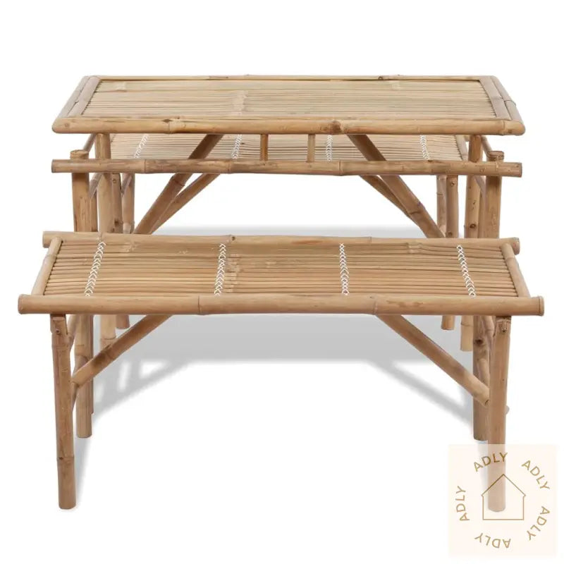 Ølbord Med 2 Benker 100 Cm Bambus