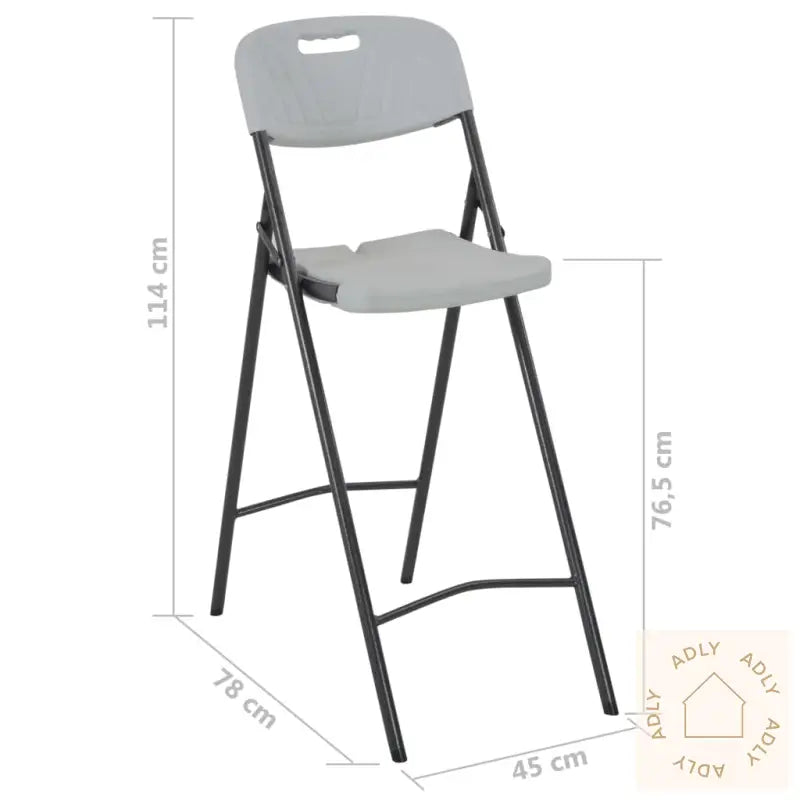 Sammenleggbare Barstoler 2 Stk Hdpe Og Stål Hvit