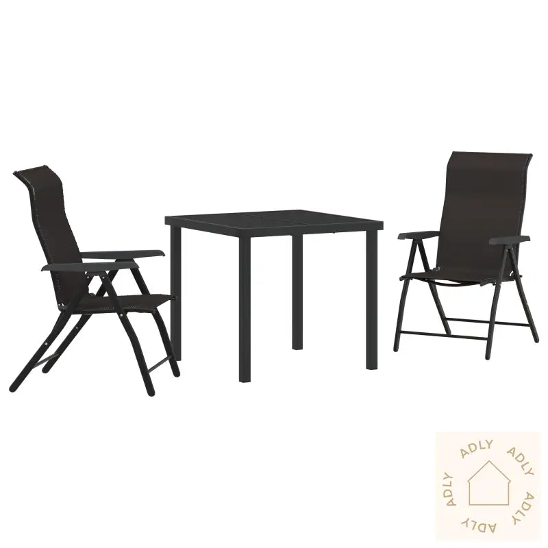 3-Delt Hage Dining Sett Svart Poly-Rotang