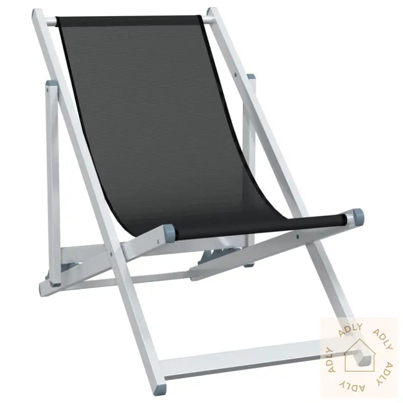 Sammenleggbare Strandstoler 2 Stk Svart Aluminium Og Textilene