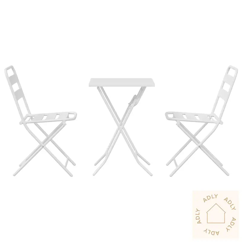 3-Delt Sammenleggbart Bistro Sett Hvit Stål