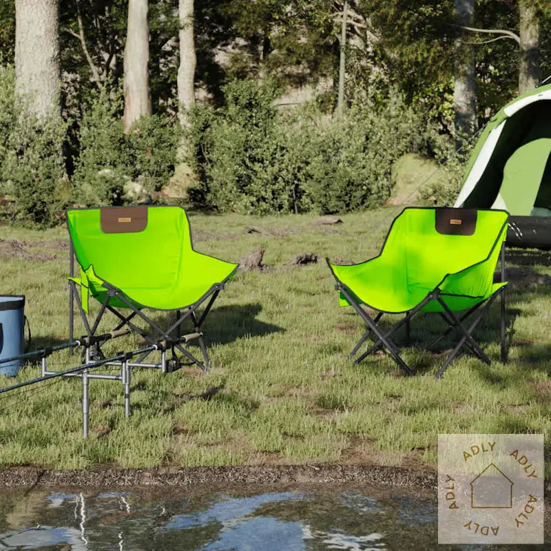Campingstoler Med Lomme 2 Stk Sammenleggbar Grønn