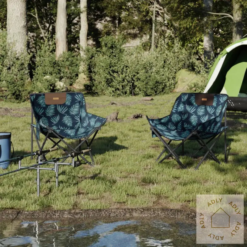 Campingstoler Med Lomme 2 Stk Sammenleggbar Bladmønster