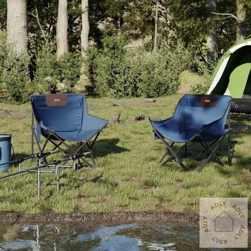 Campingstoler Med Lomme 2 Stk Sammenleggbar Blå