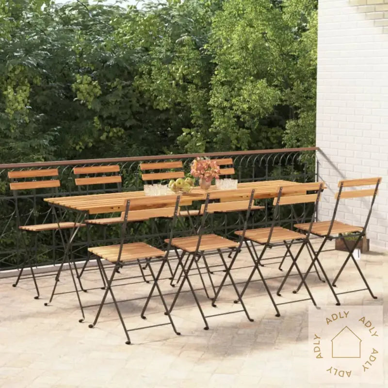 Sammenleggbare Bistrostoler 8 Stk Heltre Teak Og Stål