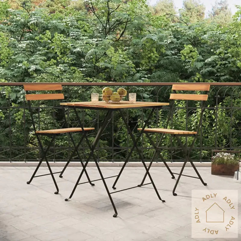 Sammenleggbare Bistrostoler 2 Stk Heltre Teak Og Stål