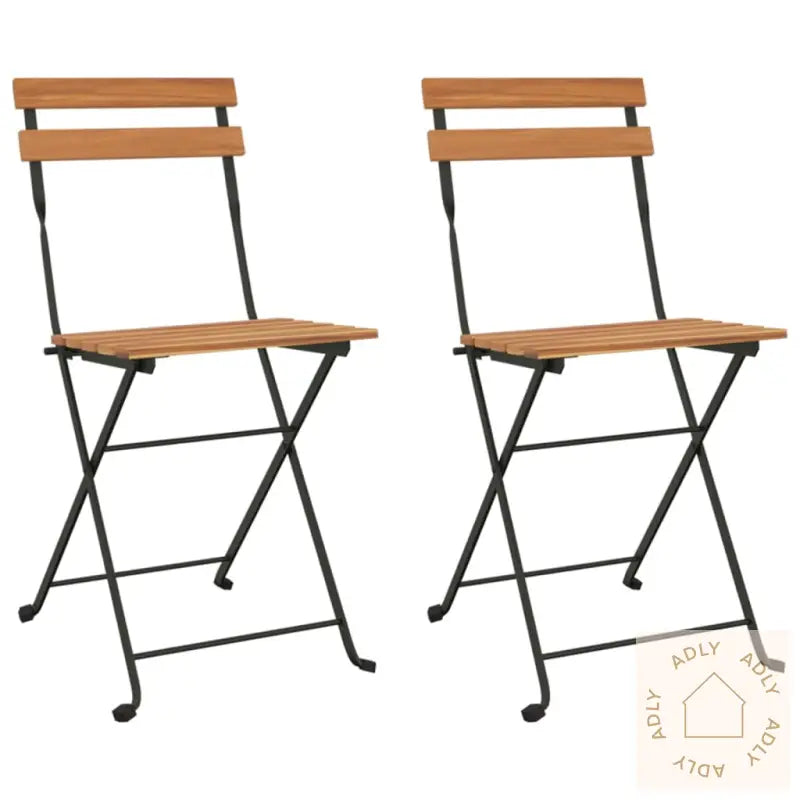 Sammenleggbare Bistrostoler 2 Stk Heltre Teak Og Stål
