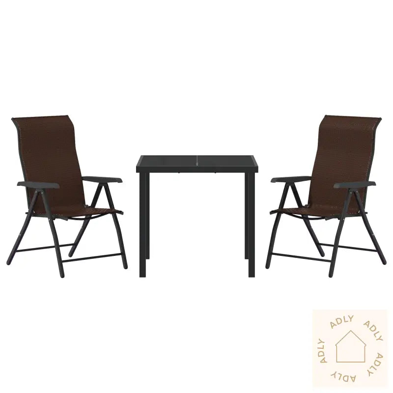 3-Delt Hage Spise Sett Brun Poly Rattan