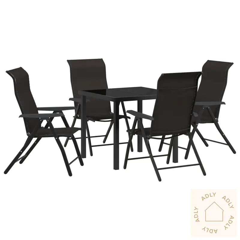 5-Delers Hage Spisebordsett Svart Poly Rattan