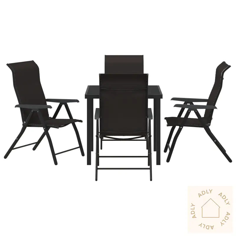 5-Delers Hage Spisebordsett Svart Poly Rattan