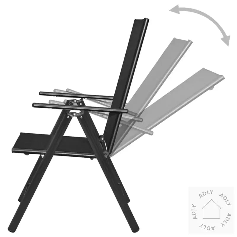 Sammenleggbare Hagestoler 2 Stk Aluminium Og Textilene Svart