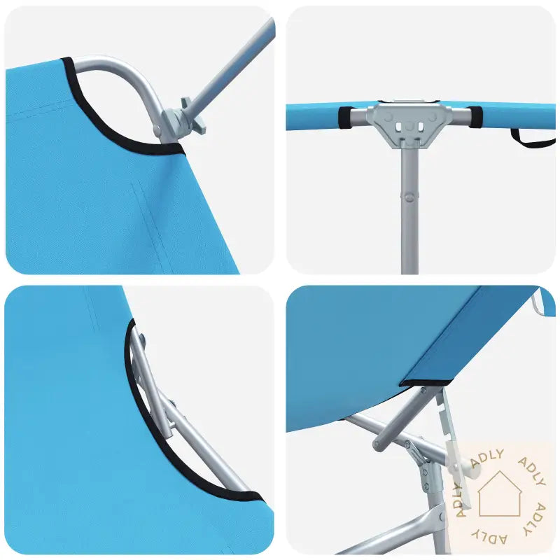 Sammenleggbare Solstoler 2 Stk Med Markise Lys Blå 600D Oxford-Stoff