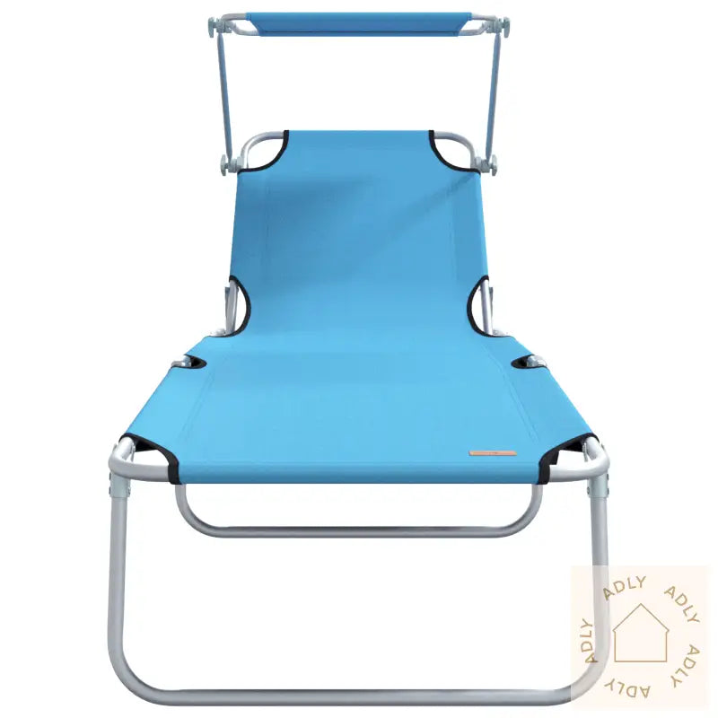 Sammenleggbare Solstoler 2 Stk Med Markise Lys Blå 600D Oxford-Stoff