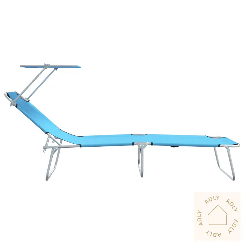 Sammenleggbare Solstoler 2 Stk Med Markise Lys Blå 600D Oxford-Stoff