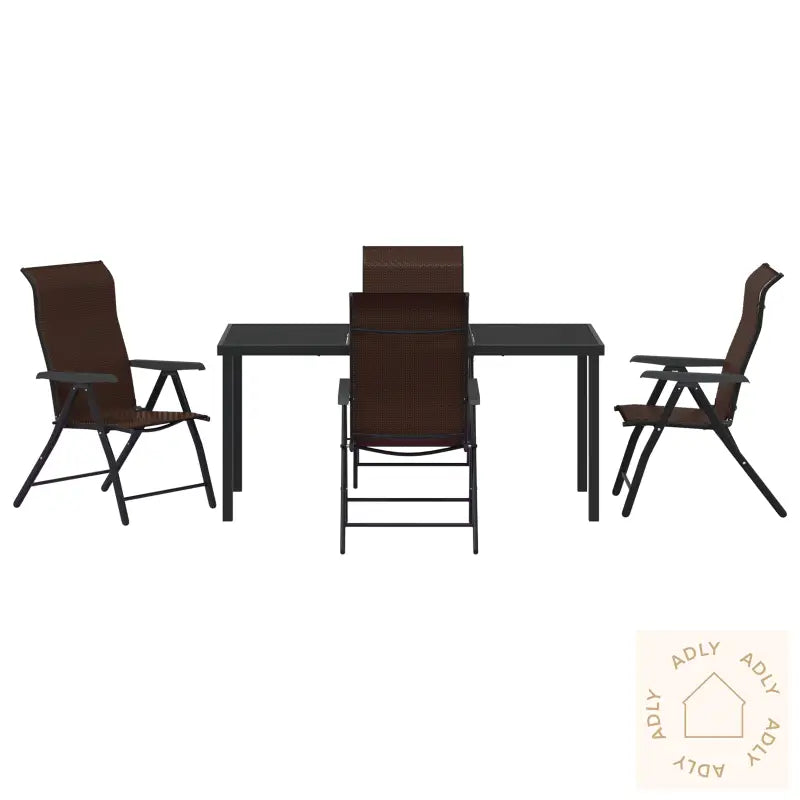 5-Delt Hage Spisebordsett Brun Poly Rattan