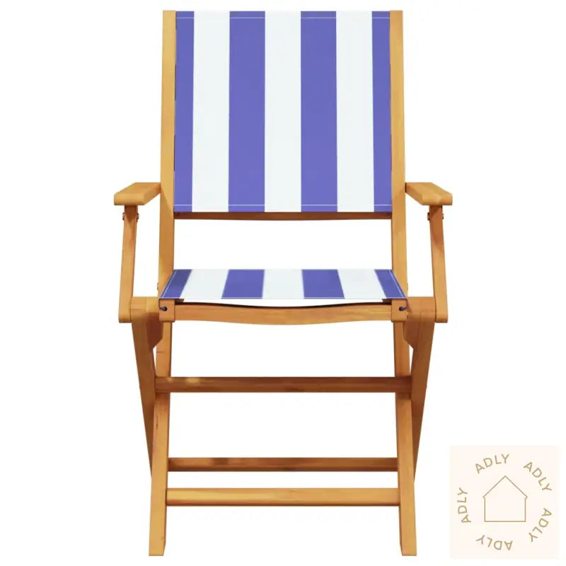 Sammenleggbare Hagestoler 6 Stk Blå Og Hvit Stoff Og Heltre