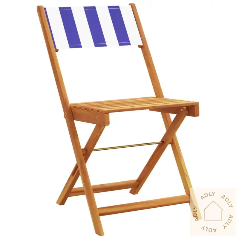 Sammenleggbare Hagestoler 6 Stk Blå Og Hvit Stoff Og Heltre