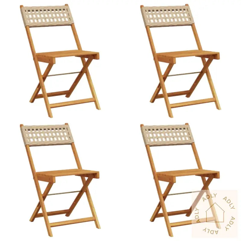 Sammenleggbare Hagestoler 4 Stk Beige Polyrotting Og Heltre