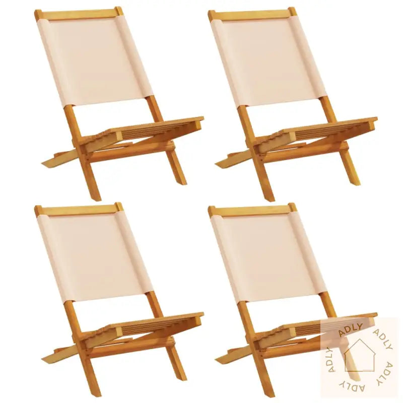 Sammenleggbare Hagestoler 4 Stk Beige Stoff Og Heltre