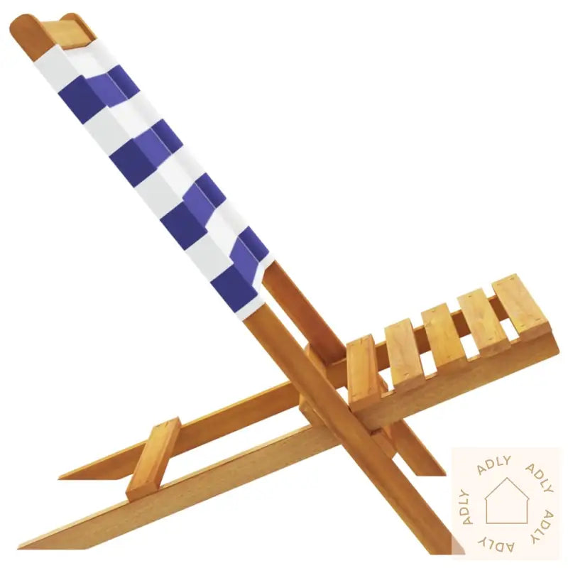 Sammenleggbare Hagestoler 4 Stk Blå Og Hvit Stoff Og Heltre