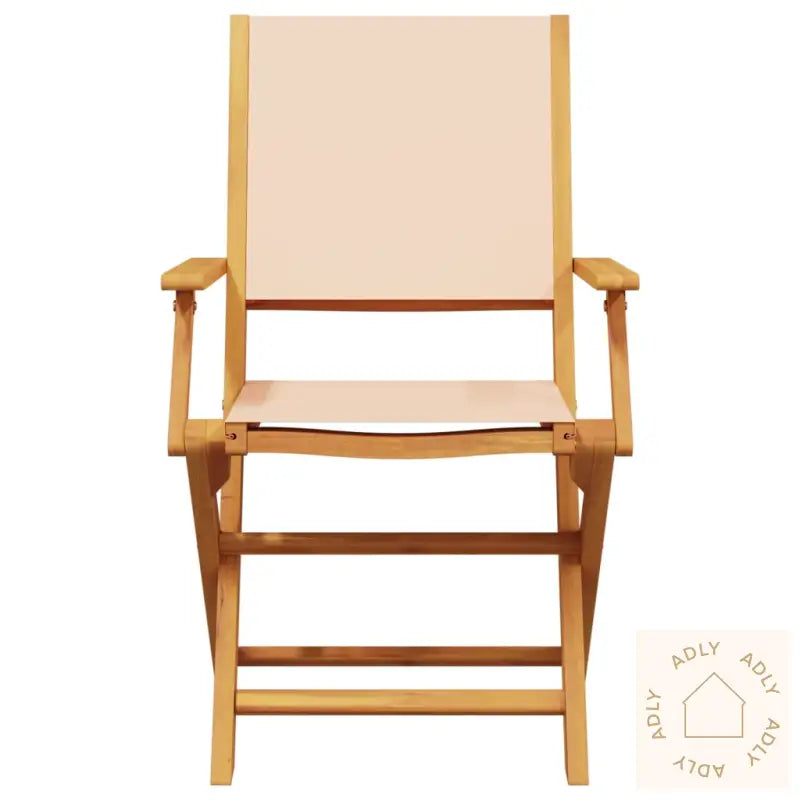 Sammenleggbare Hagestoler 4 Stk Beige Stoff Og Heltre