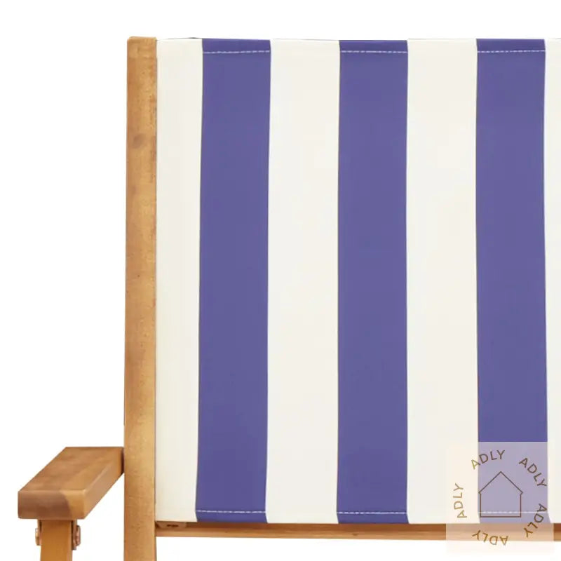 Sammenleggbare Hagestoler 6 Stk Blå Og Hvit Stoff Og Heltre