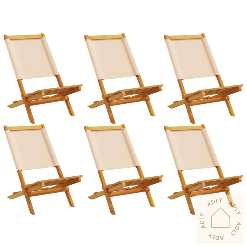 Sammenleggbare Hagestoler 6 Stk Beige Stoff Og Heltre